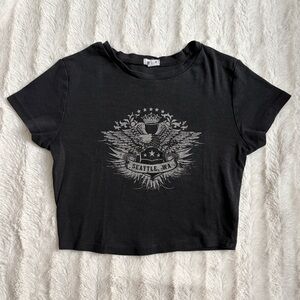 Garage Stormi Baby Tee Cropped Eagle Graphic "Seattle Washington" T-Shirt XS